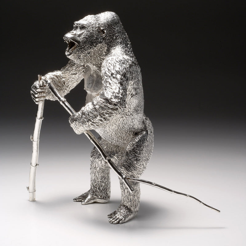 Gorilla Chairman Sculpture in Sterling Sivler