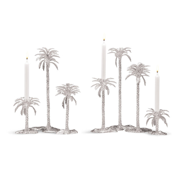 Date Palm Candle Holders in Sterling Silver