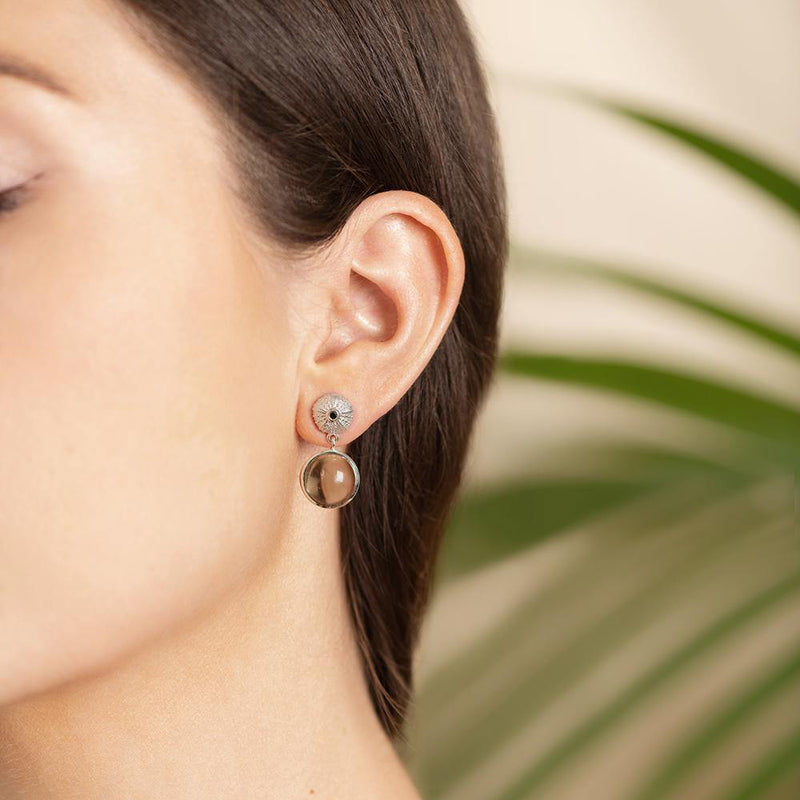Ocean Tides Smokey Quartz Earrings in Silver by Patrick Mavros