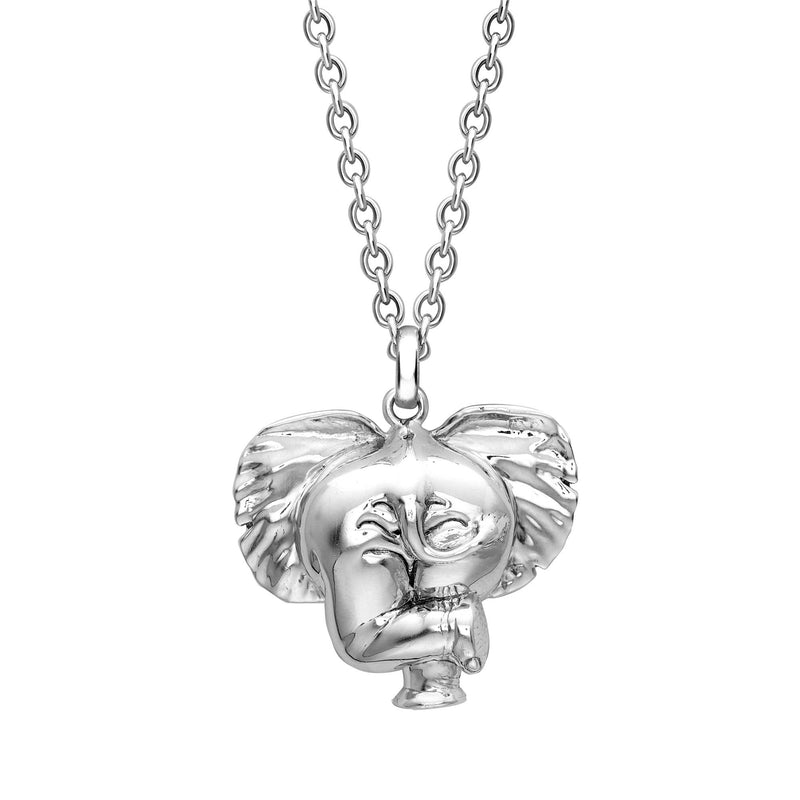 Elephant Backside Pendant & Chain in Sterling Silver