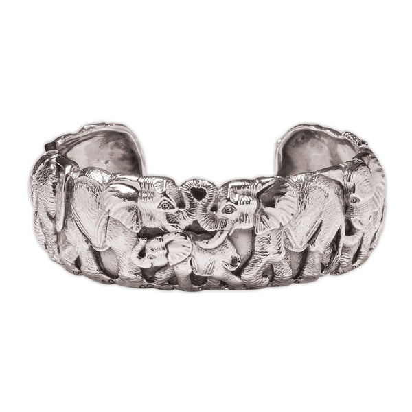 Elephant Cuff Bangle in Sterling Silver