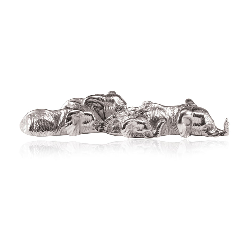 Elephant Herd Swimming Paperweight in Sterling Silver