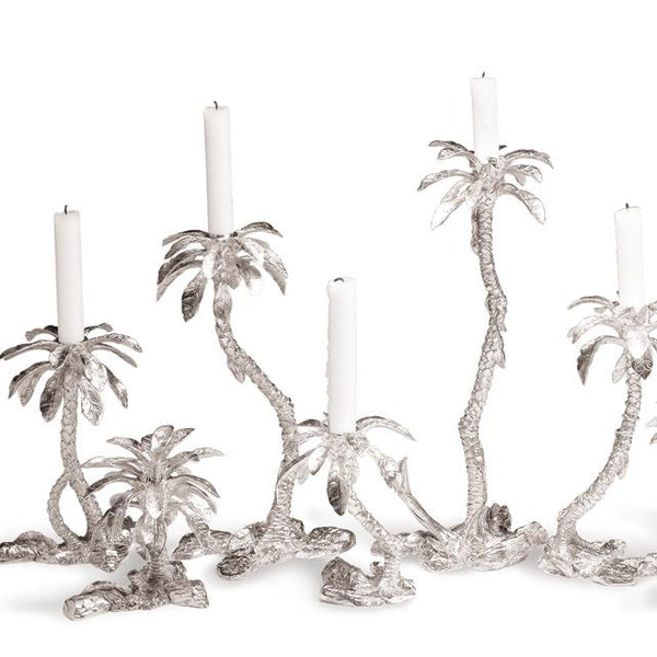 Equatorial Palm Tree Candelabra Family in Sterling Silver