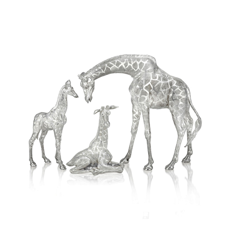 Giraffe Calf Nuzzling in Silver - Patrick Mavros