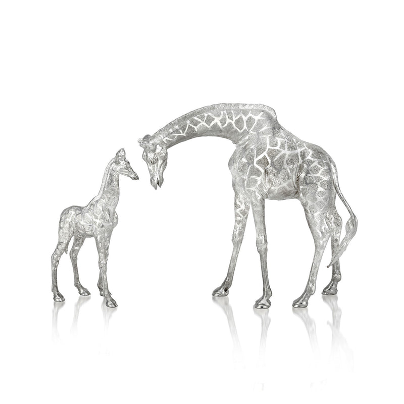 Giraffe Cow Nuzzling in Silver - Patrick Mavros