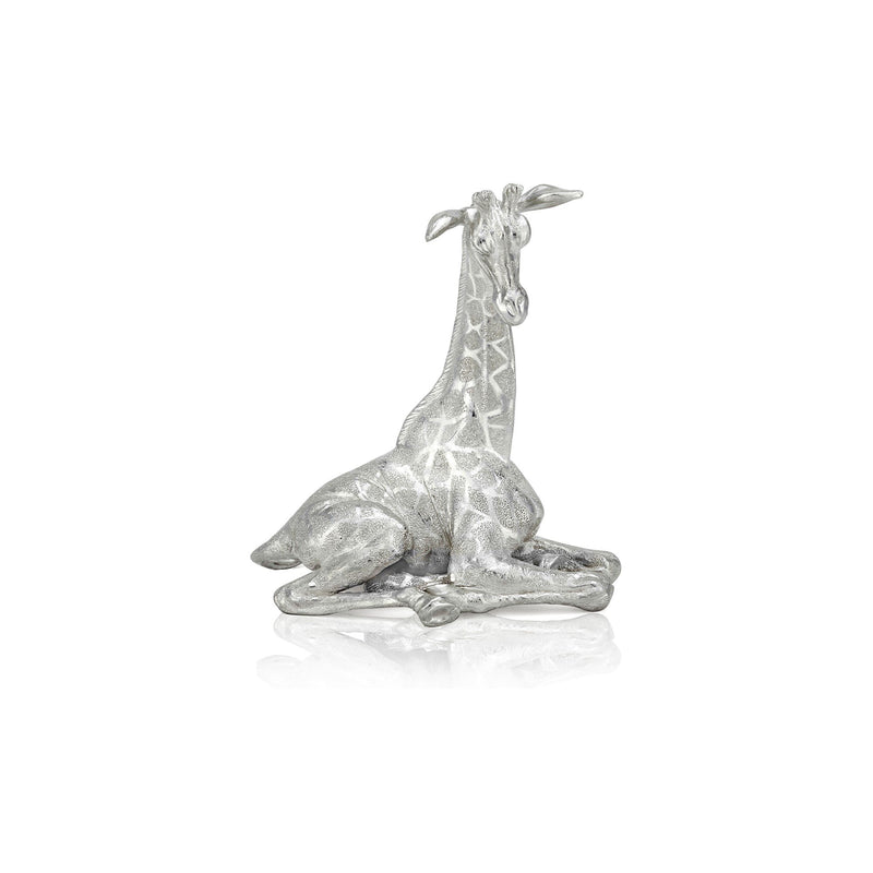Giraffe Calf Sitting in Silver - Patrick Mavros