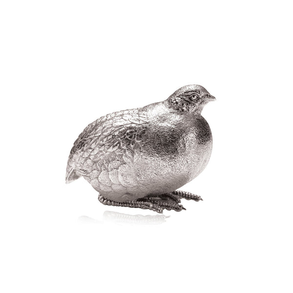 Grey Partridge No.2 Sculpture in Sterling Silver - Small