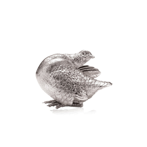 Grey Partridge No.4 Sculpture in Sterling Silver - Small