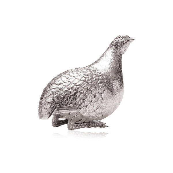 Grey Partridge No.3 Sculpture in Sterling Silver - Small