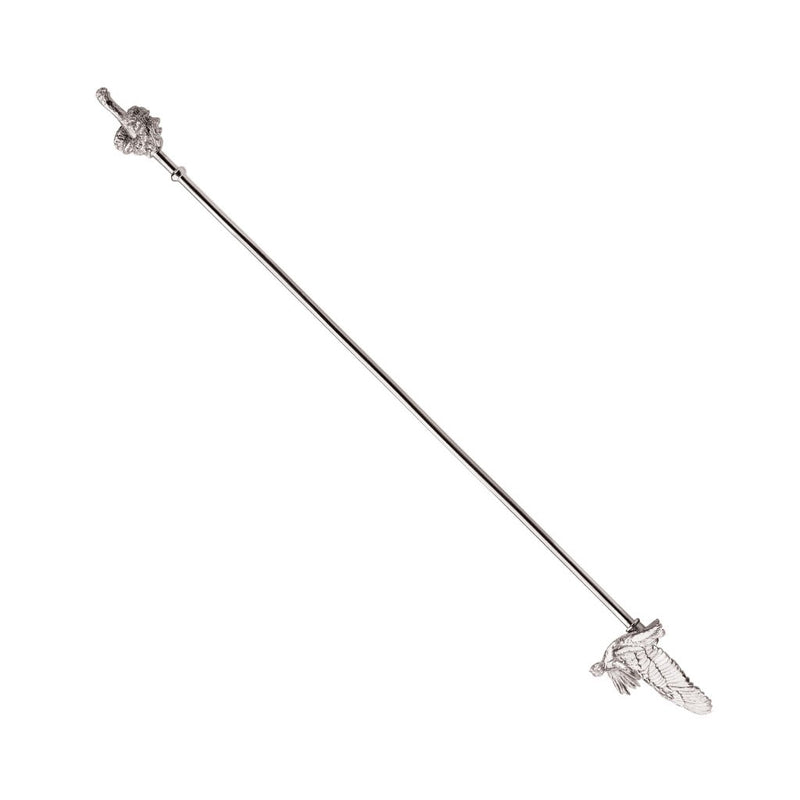 Flying Grouse Wings Down Swizzle Stick in Sterling Silver