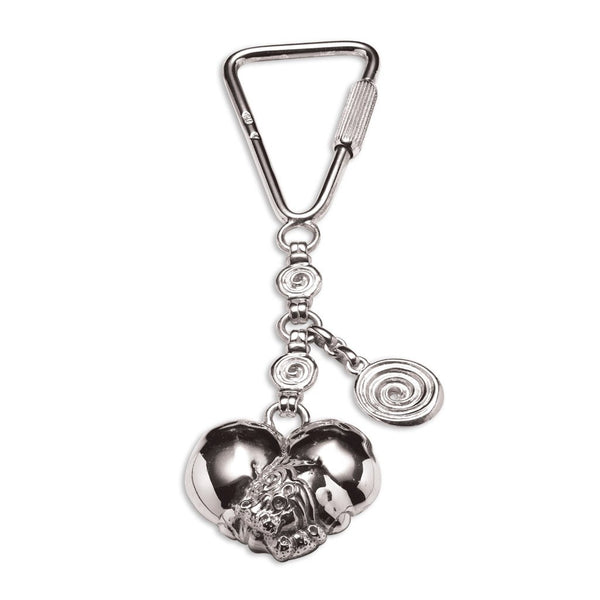 Hippo Heart Key Ring in Sterling Silver