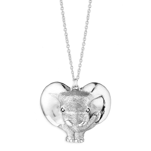 ZoZo Elephant Heart Pendant & Chain in Sterling Silver - Large