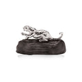 Leopard Sculpture in Sterling Silver on Blackwood base - Large