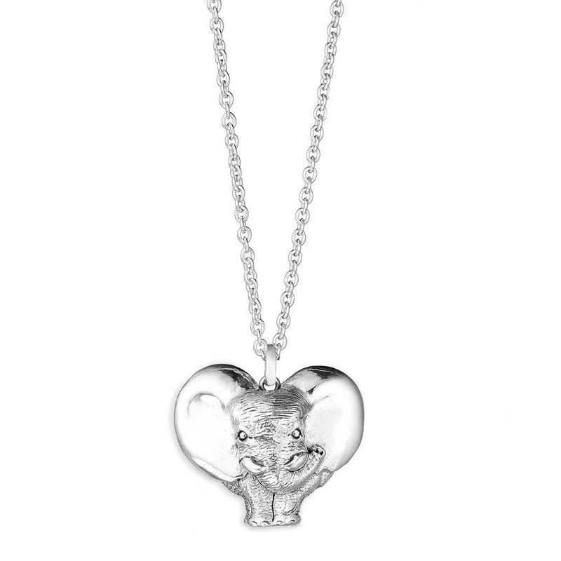 ZoZo Elephant Heart Pendant & Chain in Sterling Silver - Medium