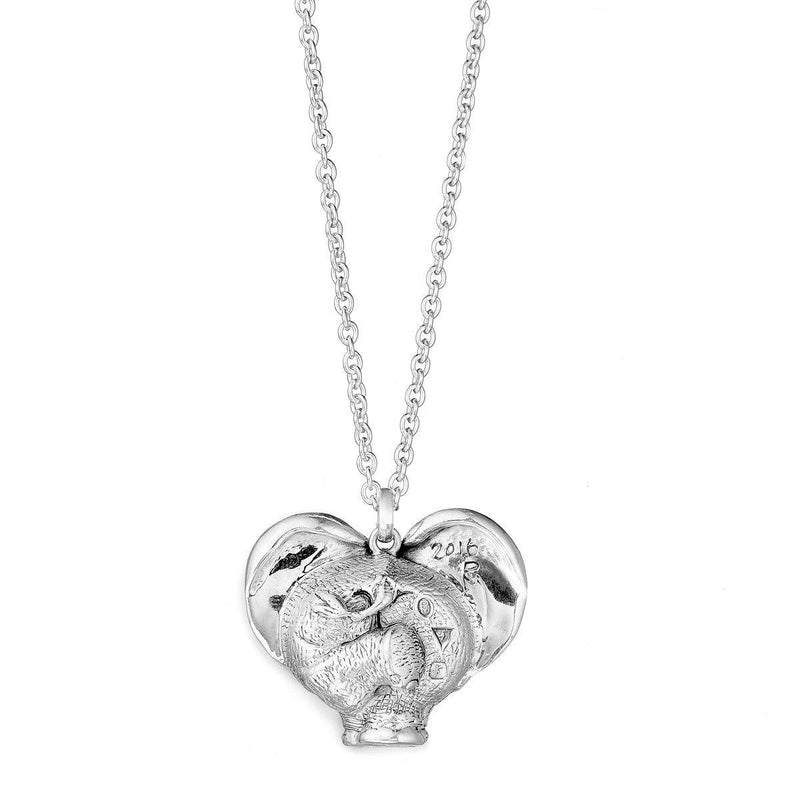 The Back of Zozo Heart Pendant & Chain in Sterling Silver - Large