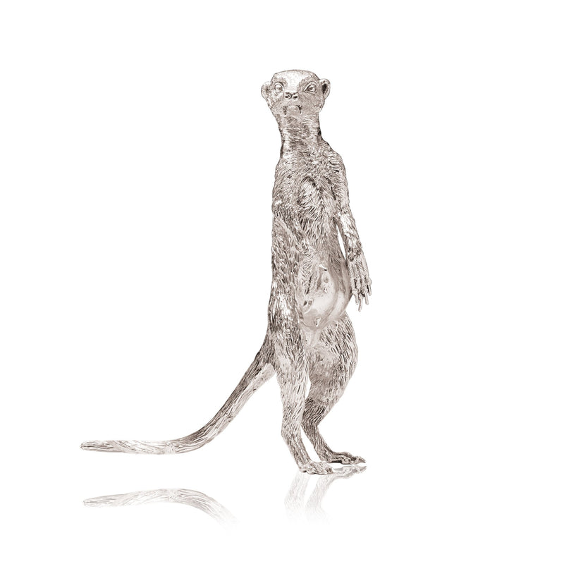 Meerkat Female Looking Right (2) Sculpture in Sterling Silver - Large