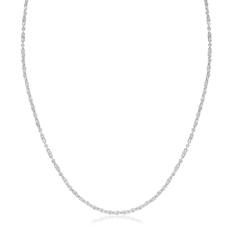 Mini Lantern Chain Necklace in Silver - Long