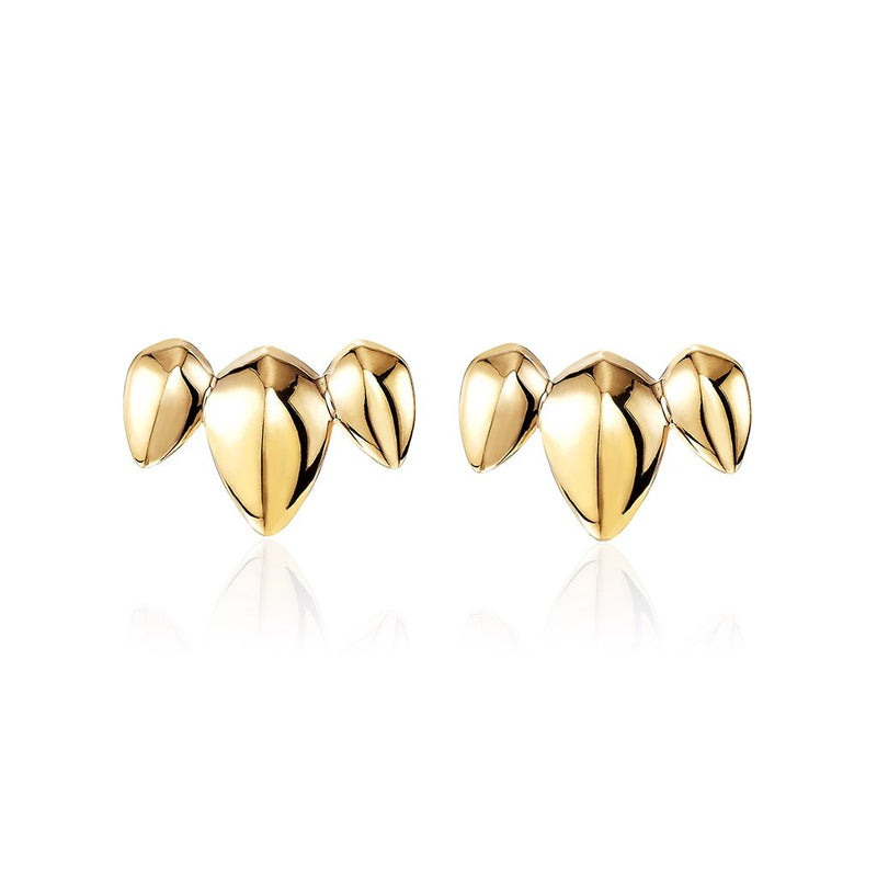 Pangolin Crescent Earrings in 18K Gold