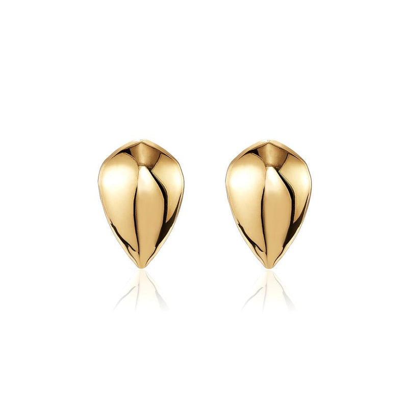 Pangolin Scale Stud Earrings in 18K Gold