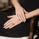 Model Wearing Pangolin Stacking Ring in Sterling Silver and 18K Gold