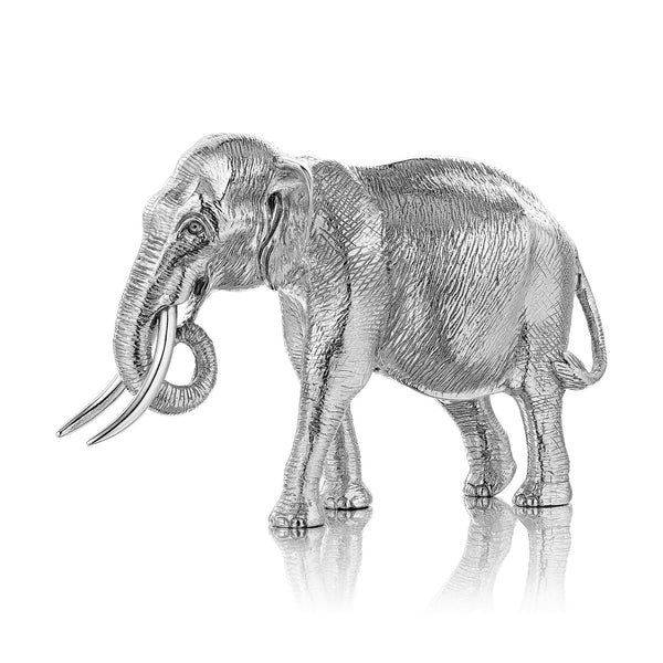 Indian Elephant Bull Sculpture in Sterling Silver
