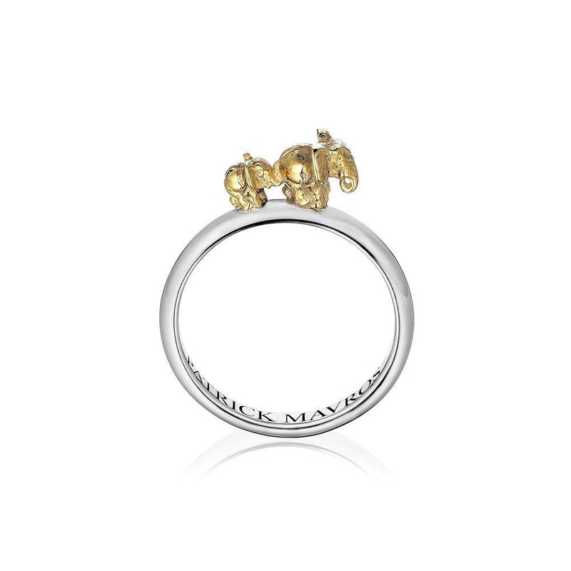 Animal Lover Ma & Ba Ele Mini-Ring in Silver & 18K Gold