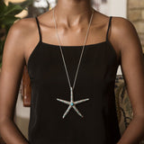 Model Wearing Plus Grande Starfish Necklace in Turquoise and Sterling Silver