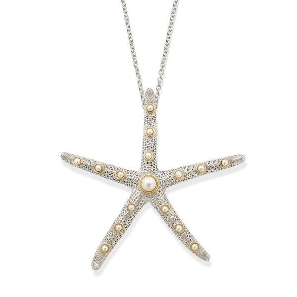 Plus Grande Starfish Necklace in Pearl and Sterling Silver