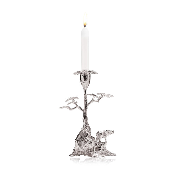 Root Tree & Elephant Candle Holder in Sterling Silver