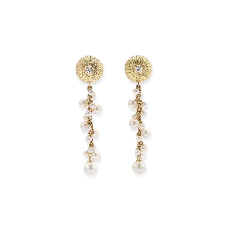 Sea Urchin Dangle Earrings in 18K Gold