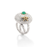Sea Urchin Grande Ring in Sterling Silver with 18K Gold in Chrysoprase