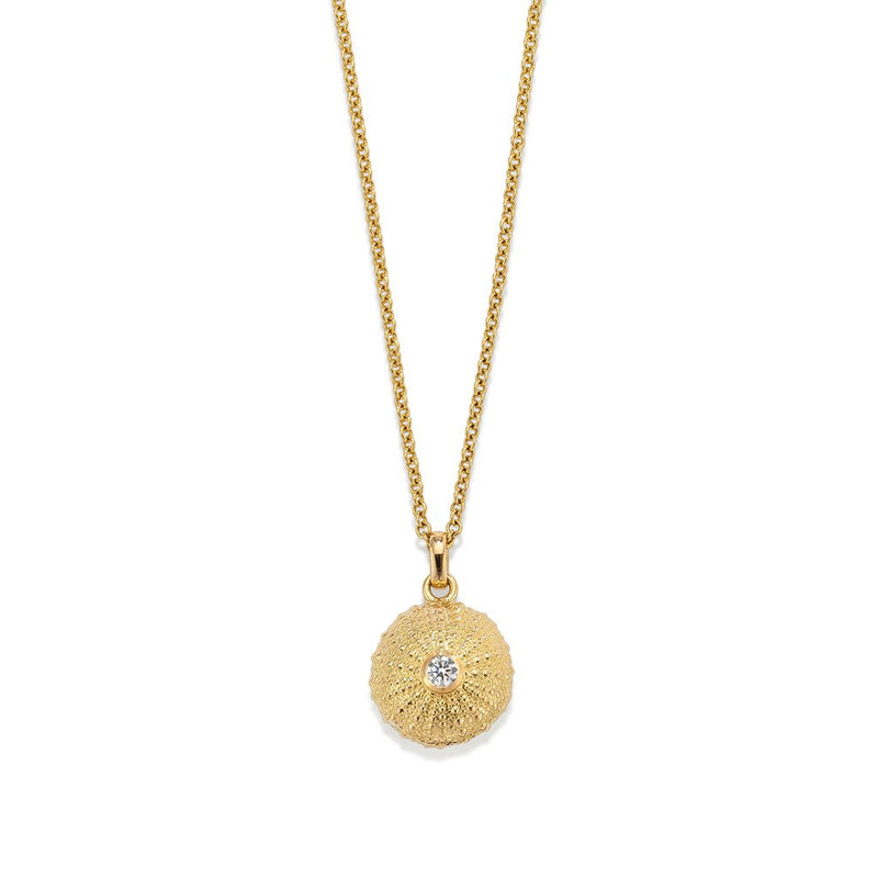 Sea Urchin Pendant & Chain in 18K Gold with Diamond