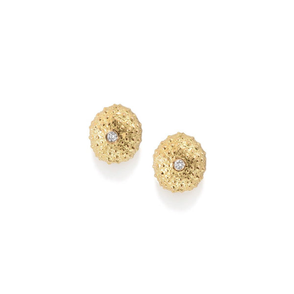 Sea Urchin Petite Stud Earrings in 18K Gold with Diamonds