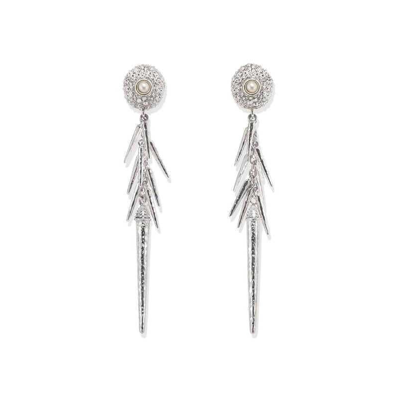 Sea Urchin Spine Earrings Pearl in Sterling Silver