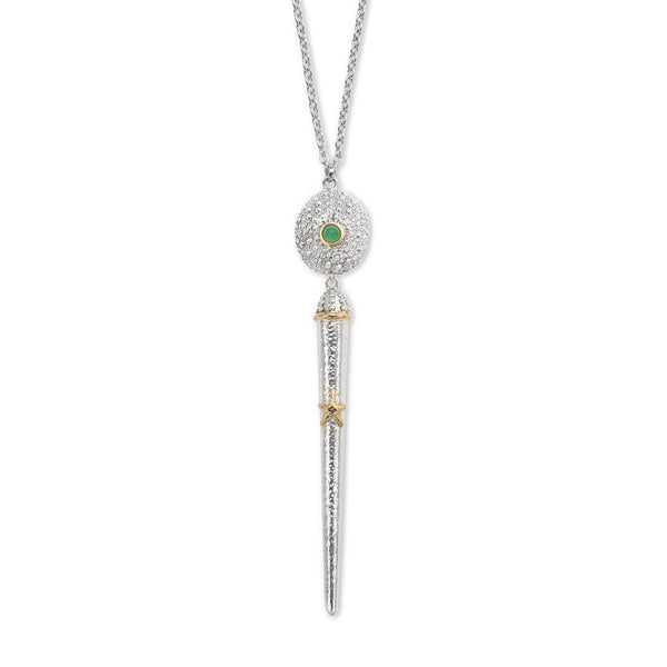 Sea Urchin Spine Grande Necklace in Chrysoprase in Sterling Silver and 18K Gold