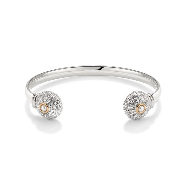 Sea Urchin Wire Cuff in Pearl in Sterling Silver and 18K Gold