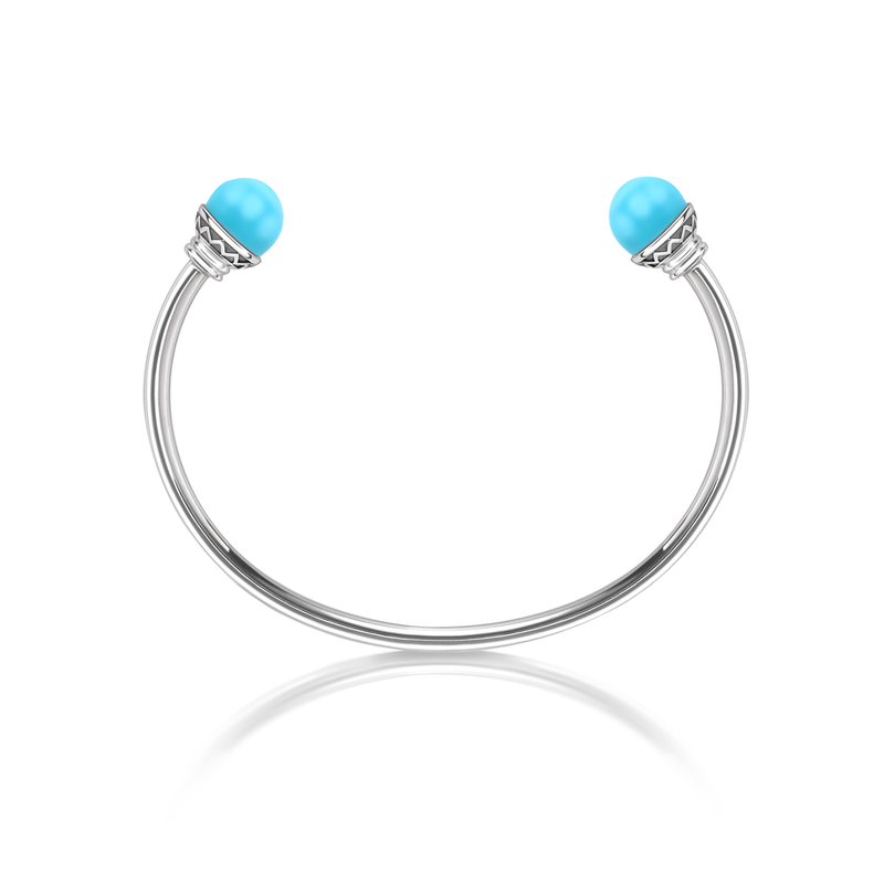 Nada Bangle - Turquoise in Silver by Patrick Mavros