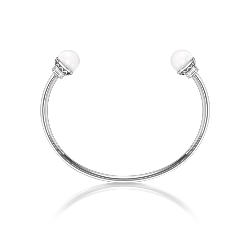 Nada Bangle - White Agate in Silver by Patrick Mavros