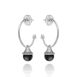 Nada Hoop Earrings - Black Onyx in Silver by Patrick Mavros