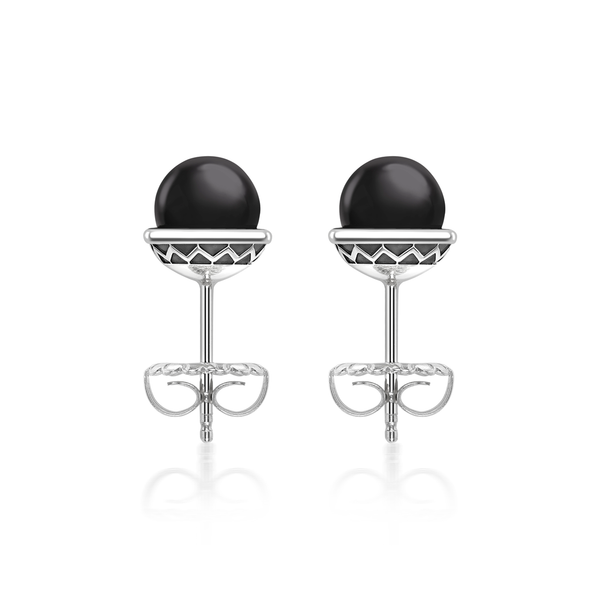 Nada Stud Earrings - Black Onyx in Silver by Patrick Mavros