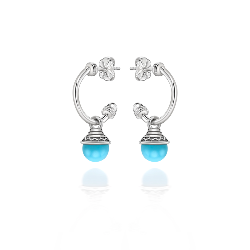 Nada Hoop Earrings - Turquoise in Silver - Small by Patrick Mavros