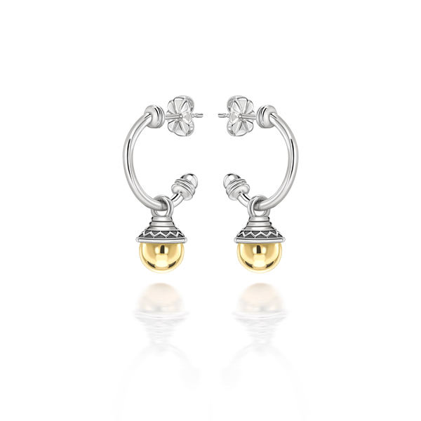 Nada Hoop Earrings - Gold Bead in Silver - Small by Patrick Mavros