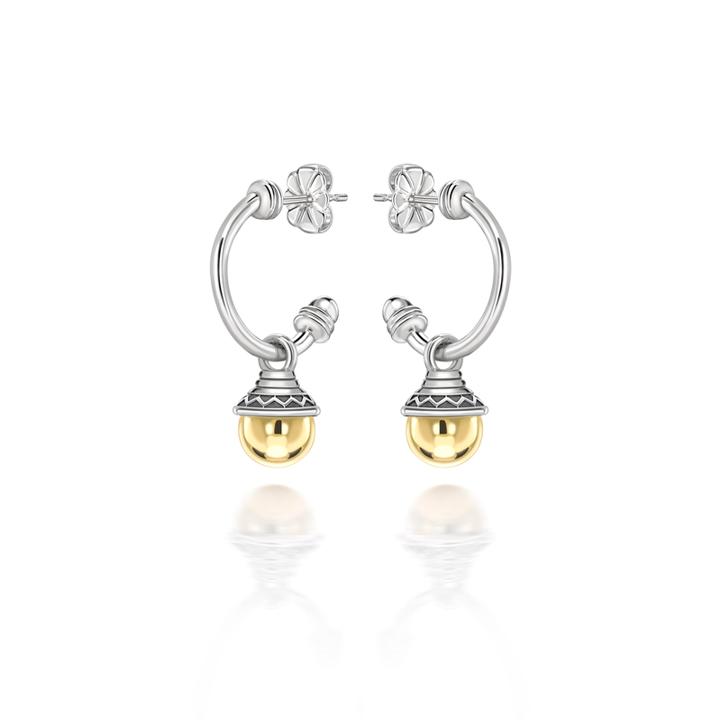 Nada Hoop Earrings - Gold Bead in Silver - Small by Patrick Mavros