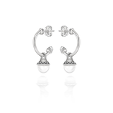 Nada Hoop Earrings - White Agate in Silver - Small by Patrick Mavros