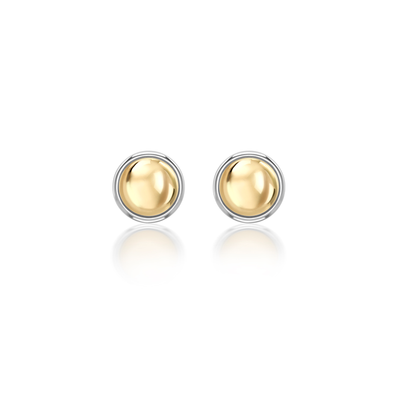 Nada Stud Earrings - Gold Bead in Silver - Small by Patrick Mavros