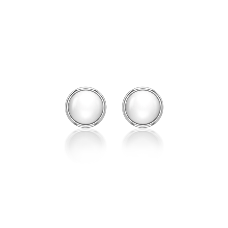 Nada Stud Earrings - White Agate in Silver - Small by Patrick Mavros