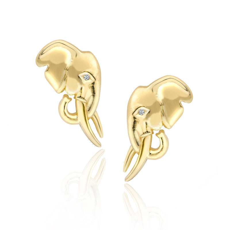 TUSK Earrings with Diamond in 18K Gold - Large