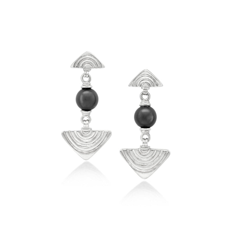 Vakadzi Dangle Earrings with Black Onyx in Silver by Patrick Mavros