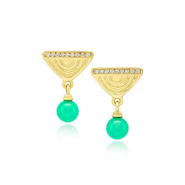 Vakadzi Drop Earrings with Diamond and Chrysoprase in 18K Gold