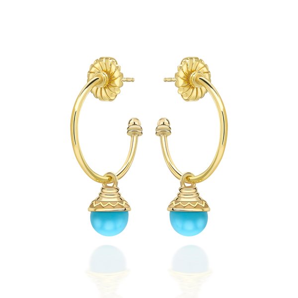 Nada Hoop Earrings - Turquoise in 18K Gold by Patrick Mavros